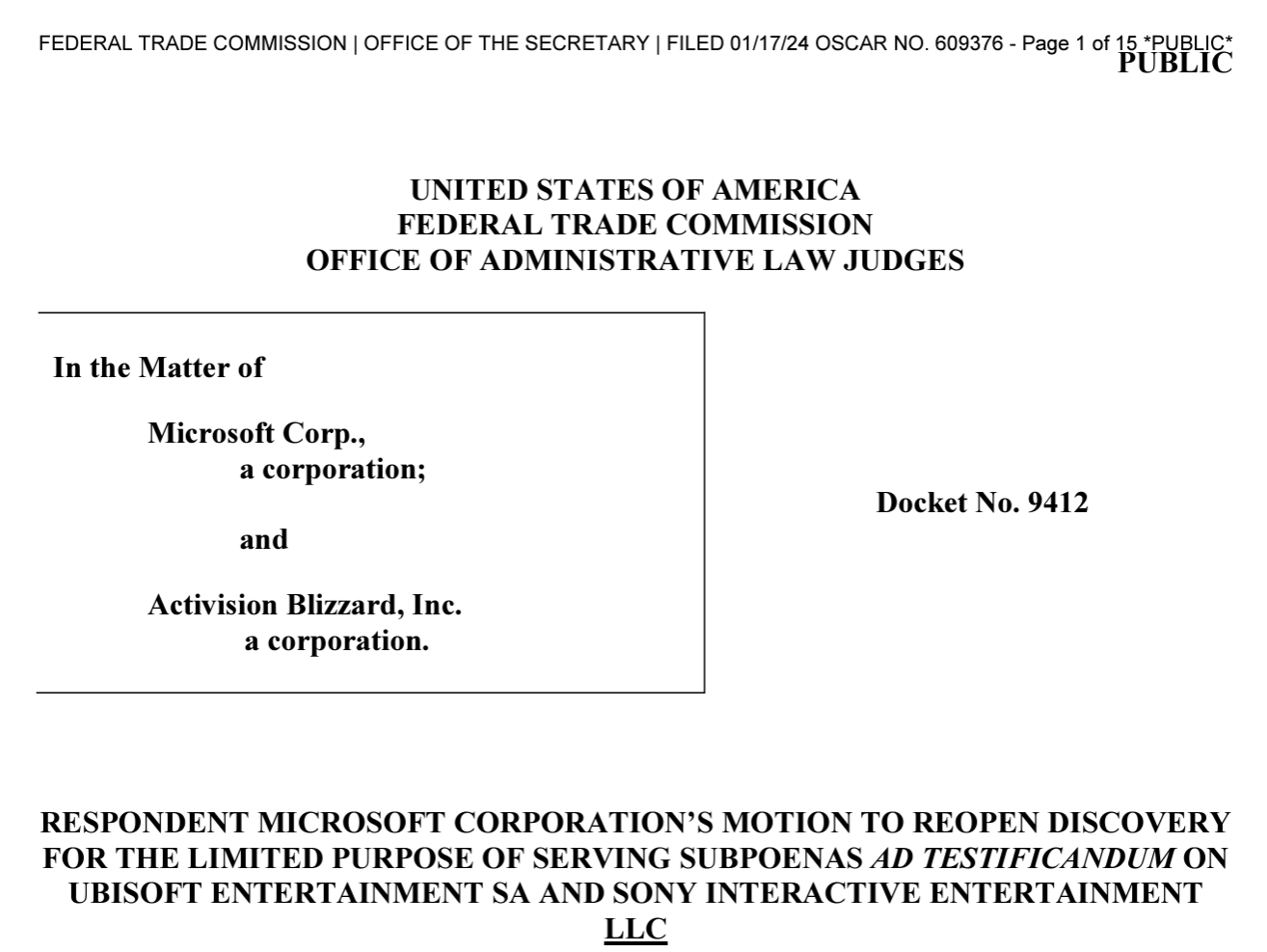 Microsoft makes new push to quiz (and impeach) Sony on 10-year Call of Duty deal and to join Ubisoft’s deposition: FTC/ABK